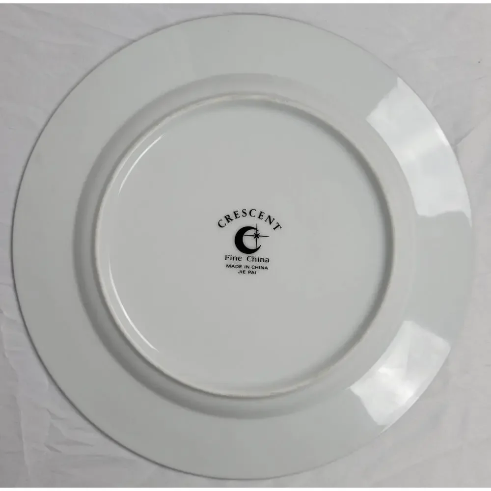 Crescent Fine China Jie Pai Dinner Plate Painted Golden Flowers and Accents